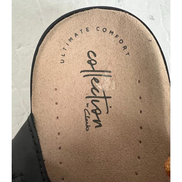 Clarks Collection Loomis Katey Black Leather Strappy Low Heel Comfort Sandals 8 - Picture 8 of 12